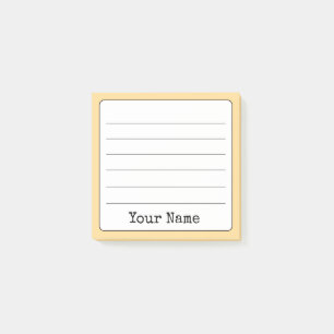 Golden Yellow Retro Add Your Name Lined  Post-it Notes