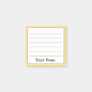 Golden Yellow Retro Add Your Name Lined  Post-it Notes