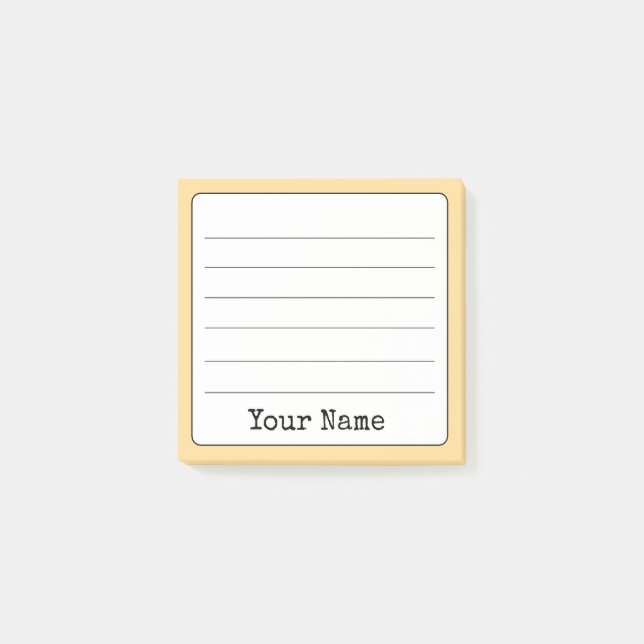 Golden Yellow Retro Add Your Name Lined  Post-it Notes (Front)