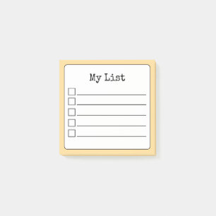 Golden Yellow Retro Lined Checklist Post-it Notes