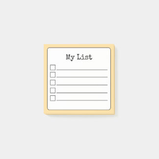 Golden Yellow Retro Lined Checklist Post-it Notes