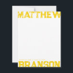 Golden Yellow Rough Lettering Notecard<br><div class="desc">This notecard features bold name displays - it is intentionally off the edge of the card - and a single colour on the back. Please visit my Zazzle store for other options and coordinating grad party items. Don't hesitate to DM if you have requests for this design or matching pieces....</div>