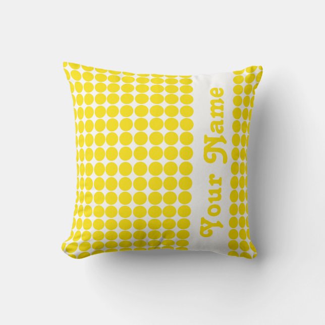 Golden Yellow Safari Dots with custom text Throw Pillow (Front)