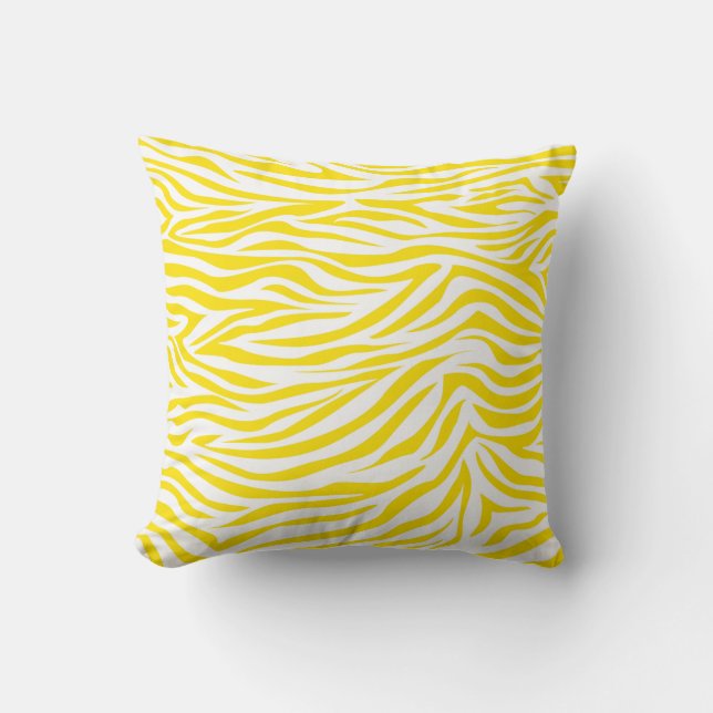 Golden Yellow Safari Zebra Throw Pillow (Front)