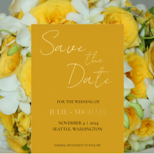 Golden Yellow Simple Style Wedding Save the Date