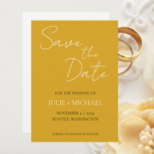 Golden Yellow Simple Style Wedding Save The Date