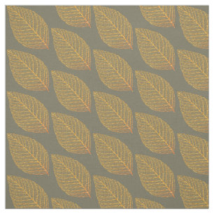Golden Yellow Skeleton Leaf Pattern Over Green Fabric
