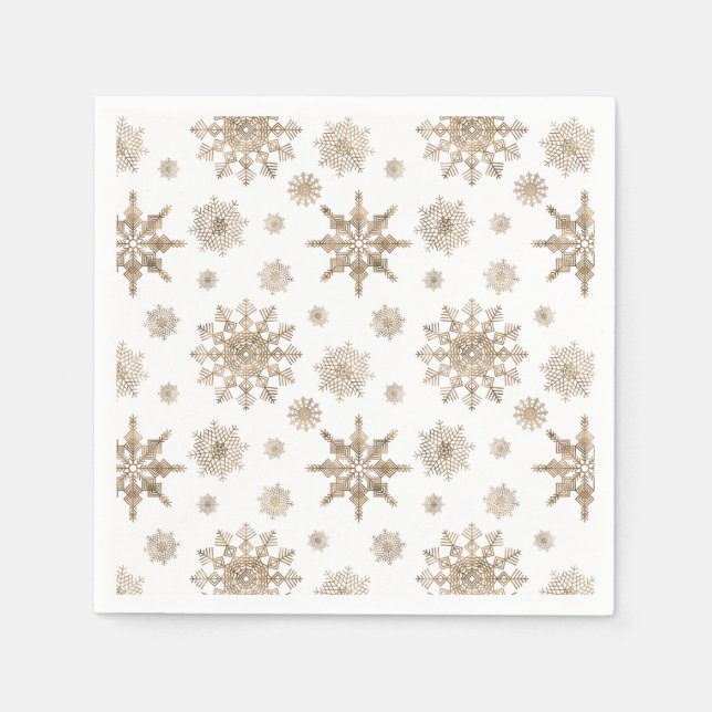 Golden Yellow Snowflakes Pattern Napkin (Front)