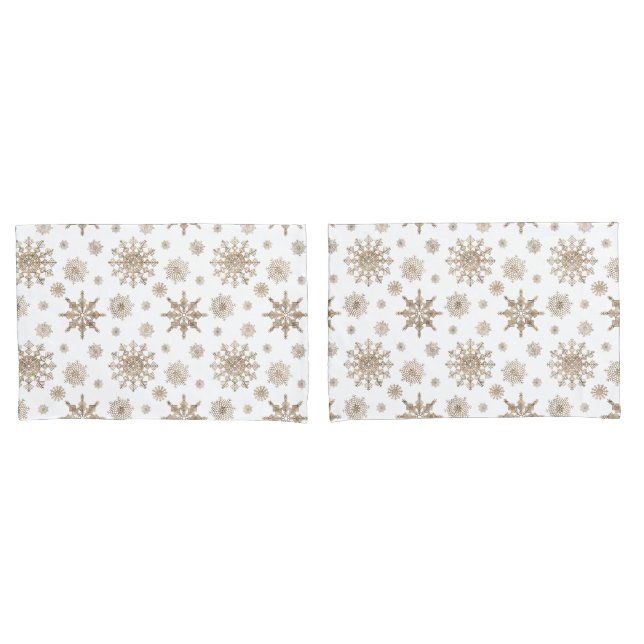Golden Yellow Snowflakes Pattern Pillowcase (Front-Set)
