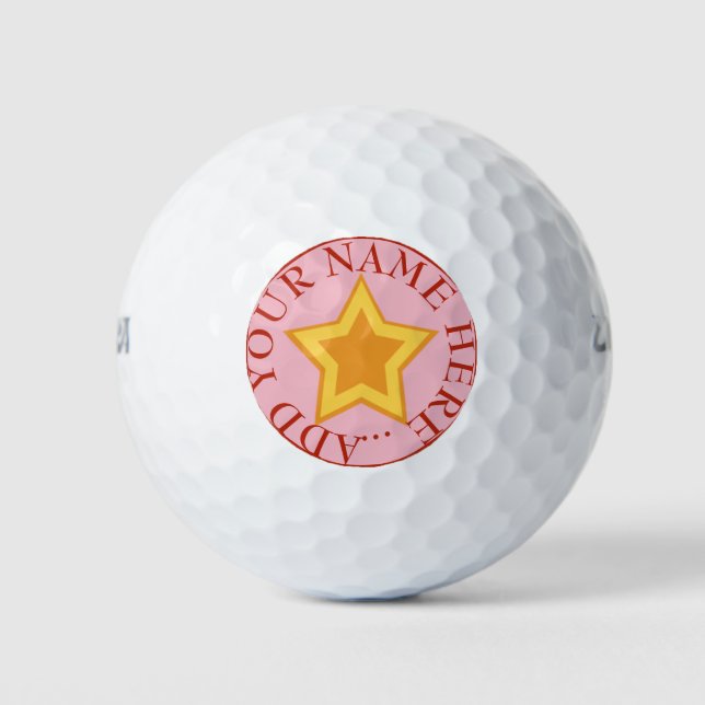 Golden yellow star room to personalise golf balls (Front)