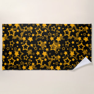 Golden Yellow Stars Glitter Design Beach Towel