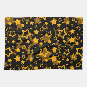 Golden Yellow Stars Glitter Design Kitchen Towel