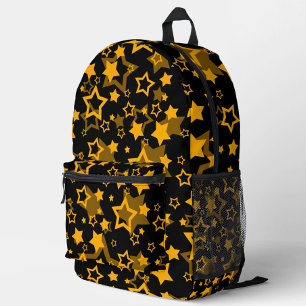 Golden Yellow Stars Glitter Design  Printed Backpack