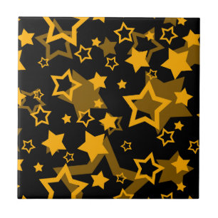 Golden Yellow Stars Glitter Design Tile