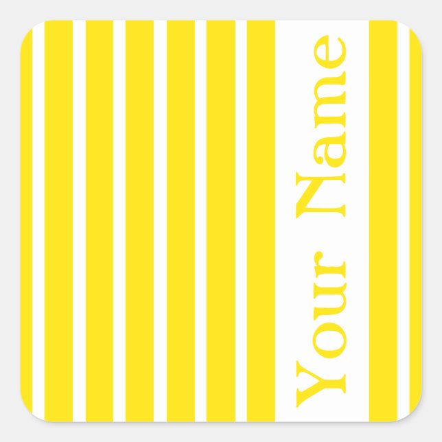 Golden Yellow Stripe with name Square Sticker (Front)