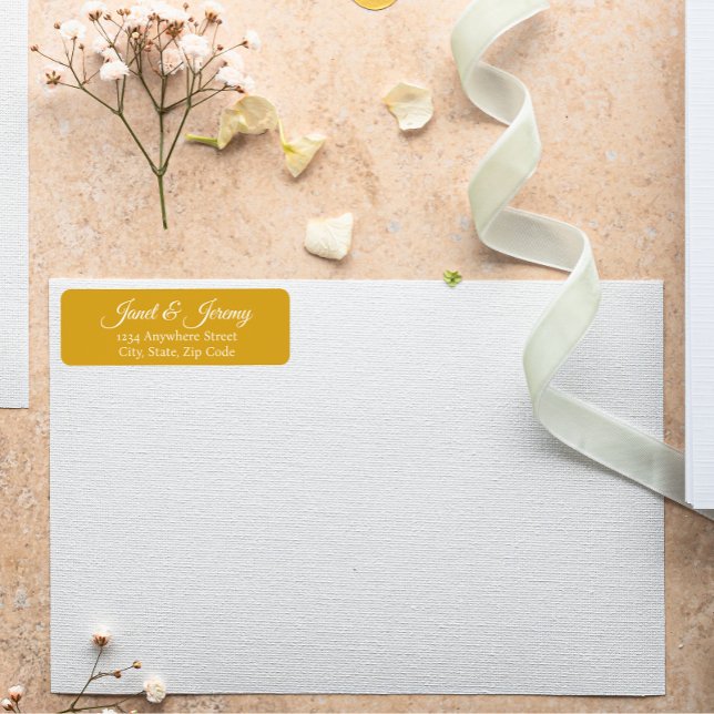 Golden Yellow Stylized Name Wedding Return Address (In Situ Wedding)
