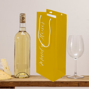 Golden Yellow Stylized Script Maid of Honour Wine Gift Bag