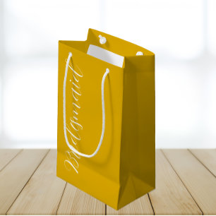 Golden Yellow Stylized Script Wedding Bridesmaid Small Gift Bag