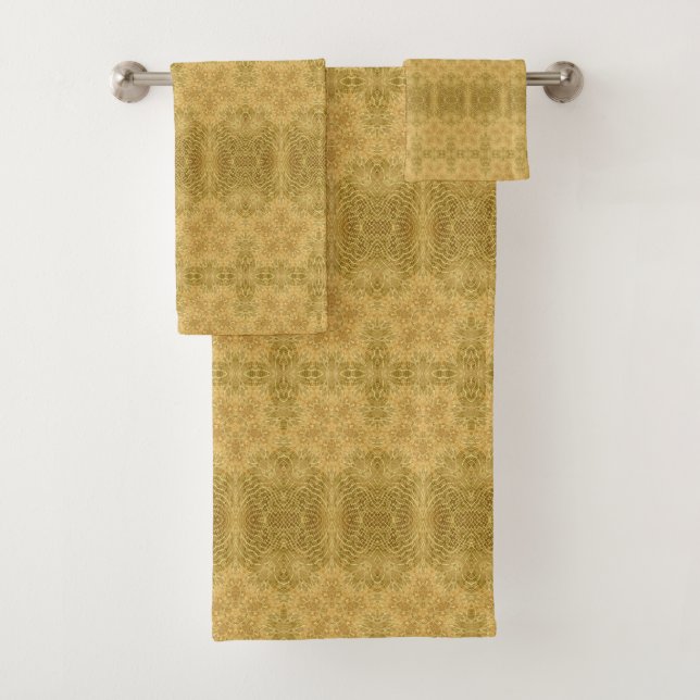Golden yellow sun bright pattern bath towel set (Insitu)