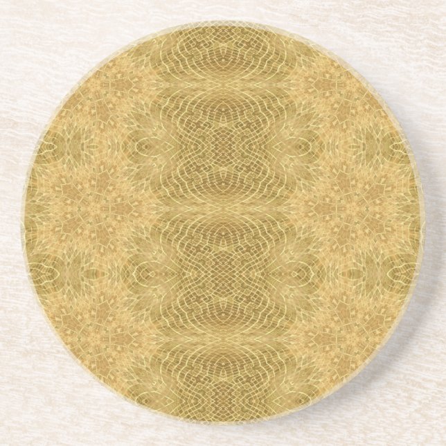 Golden yellow sun bright pattern  coaster (Front)