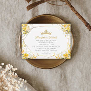 Golden Yellow Tiara Floral Butterflies Quinceañera Enclosure Card