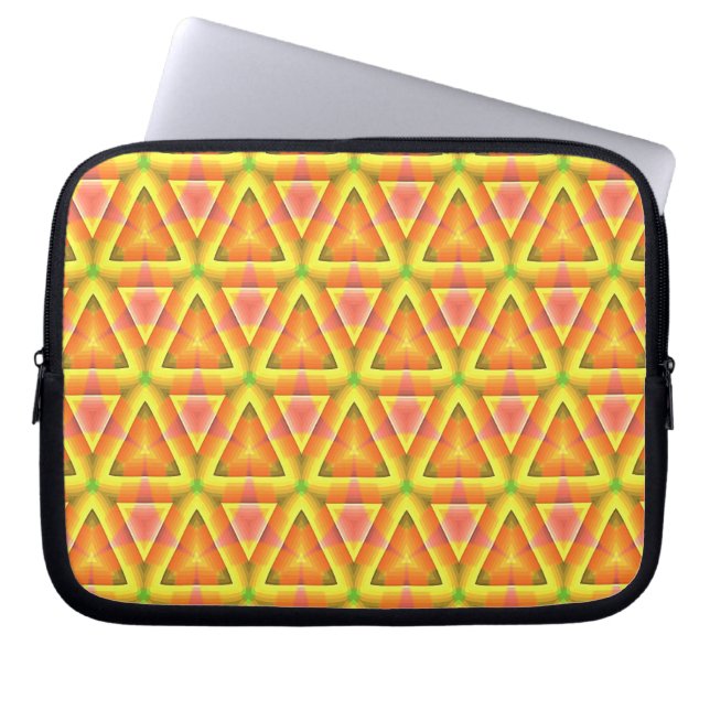 Golden Yellow Triangle Pattern Laptop Sleeve (Front)