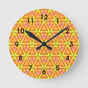 Golden Yellow Triangle Pattern Round Clock