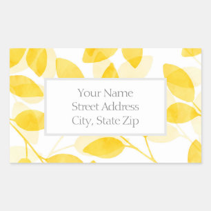 Golden Yellow Watercolor Leaves Labels