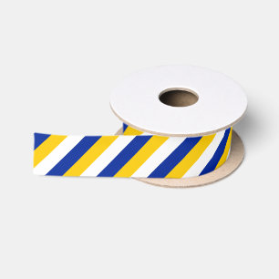 Golden yellow, white and blue colour ribbon satin ribbon