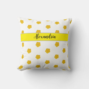 Golden Yellow Wildflower Photo Monogram Name Throw Pillow
