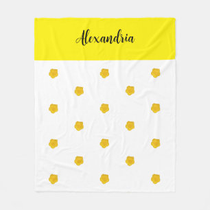 Golden Yellow Wildflower Photo Name Monogram Fleece Blanket