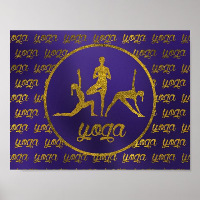 Golden Yoga Asanas Symbols Poster (Front)