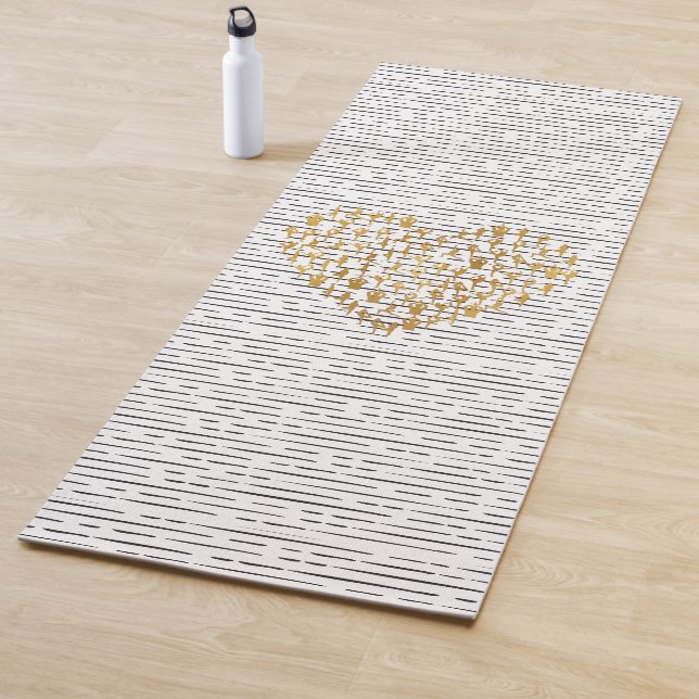 Golden Yoga Silhouettes in Heart Shape Mat (In Situ)