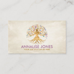 Golden Yoga Tree of Life Business Card
