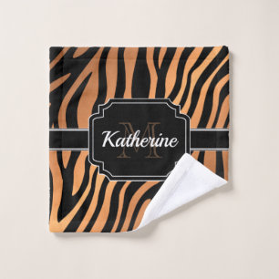 Golden Zebra Print Bath Towel Set