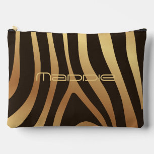 Golden Zebra Stripes Pattern  Accessory Pouch