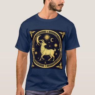 Golden Zodiac Capricorn Design T-Shirt