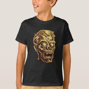 Golden Zombie Embroidered Badge Art T-Shirt