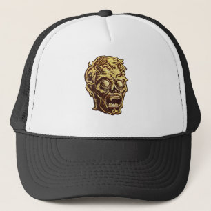 Golden Zombie Embroidered Badge Art Trucker Hat