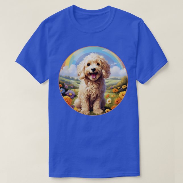 Goldendle Memorial Rainbow Bridge Colourful Dog Ar T-Shirt (Design Front)