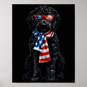 Goldendoodle 4th of july patriotic black golden poster
