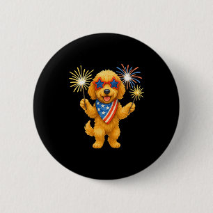 Goldendoodle 4th of july patriotic golden doodle 2 inch round button