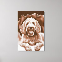Goldendoodle Art "Happy Dog" Warm Neutral Colours