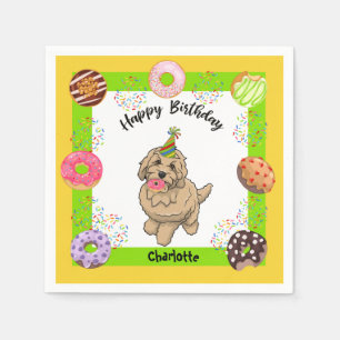 Goldendoodle Birthday Party Napkin Doughnuts