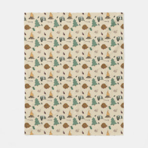 Goldendoodle Camping Fleece Blanket Campfire