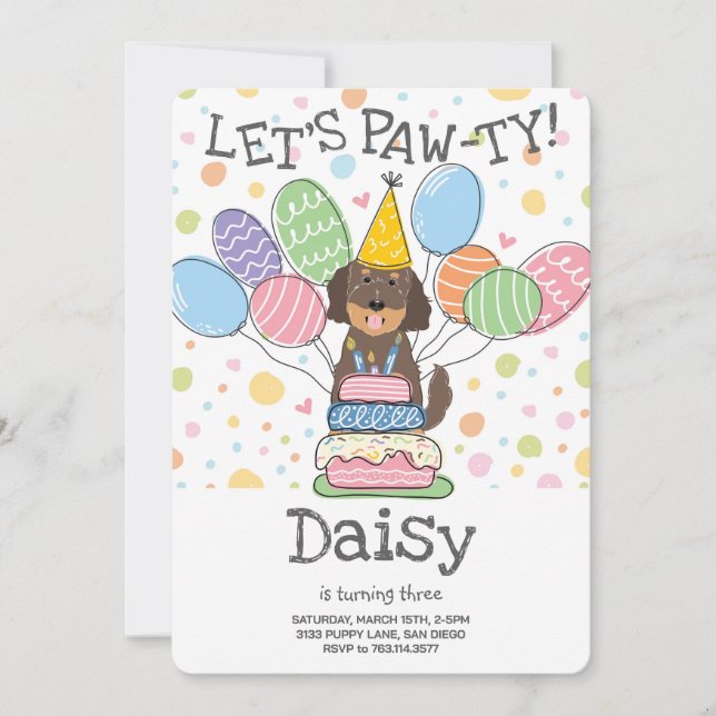 Goldendoodle Chien Anniversaire Fête Invitation (Devant)