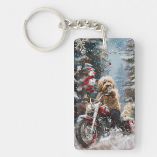 Goldendoodle Chien équitation Moto Noël