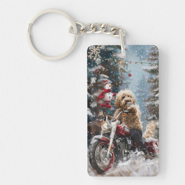 Goldendoodle Chien équitation Moto Noël (Devant)