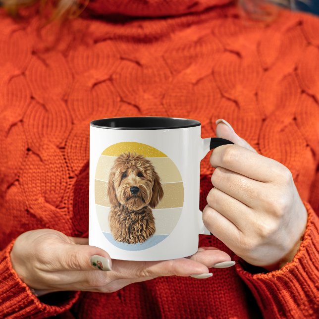 Goldendoodle Chien Retro Sunset Mug (Créateur téléchargé)