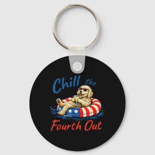 Goldendoodle Chill The Fourth Out 4th Of July Dog Keychain